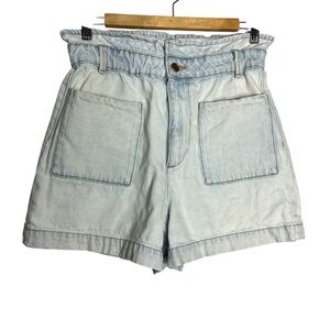 Zara Denim Light Wash High Waisted Paperbag Jean Shorts, size 6